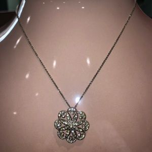 Silver crystal necklace.